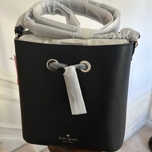 Brand new Kate Spade bucket hand bag. Black leather.